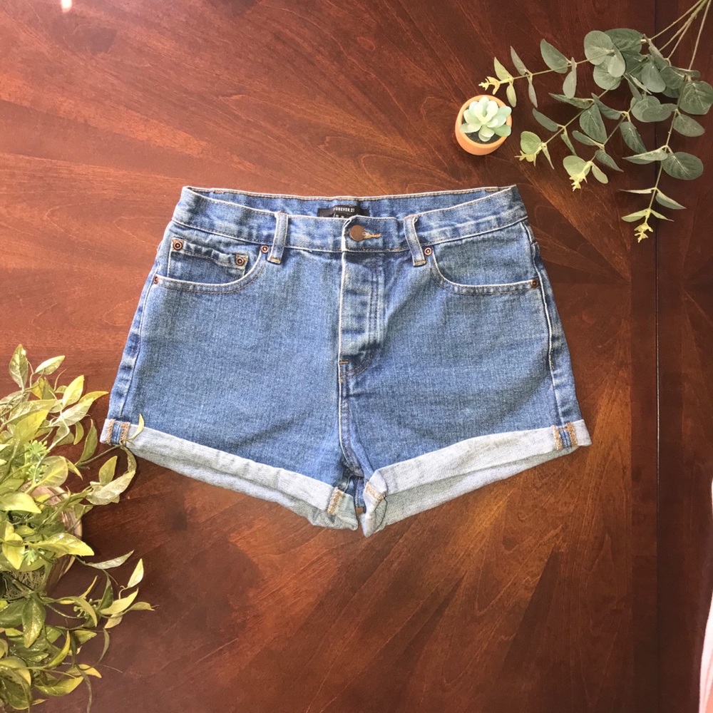 Forever21 High Waisted Dark Blue Shorts